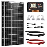 ECO-WORTHY 390W Solar Panel Kit 12V 1.56kWh/Day for Motorhome Caravan: 2pcs 195W Bifacial Solar Panels + 30A 12V/24V Charger Controller + Motorhome Mounting Brackets + Extension Cables