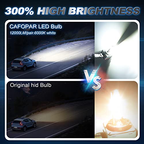 Cafopar D3S Led Headlight Bulbs 100W Super Bright, D3S D3R Wireless Led Bulb 100% Plug Play 6000K Super White Headlight Bulb 12000Lm Canbus Ready D3S Led Bulbs #TOP2