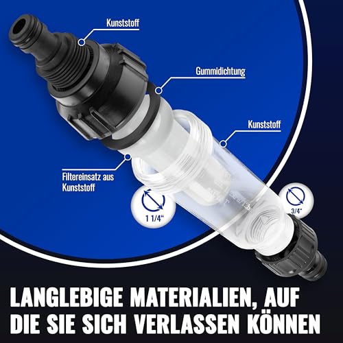 POPPSTAR 3/4\ Wasserfilter für Gartenschlauch/Hochdruckreiniger, mit Adapter