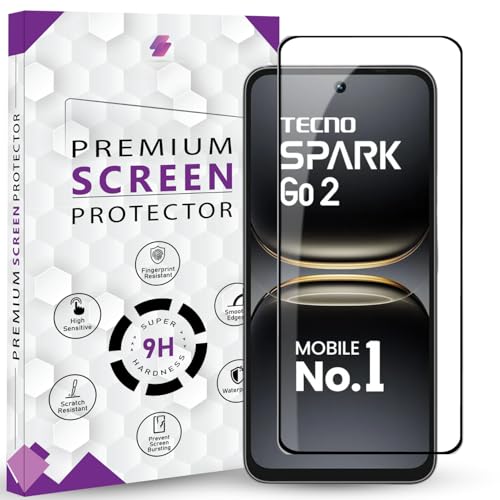 Image of Premium Tempered Glass Screen Protector Guard For Tecno Spark Go 2 5G (6.67 Inch, Pack of 1) | Edge to Edge Coverage With Easy to installation kit
