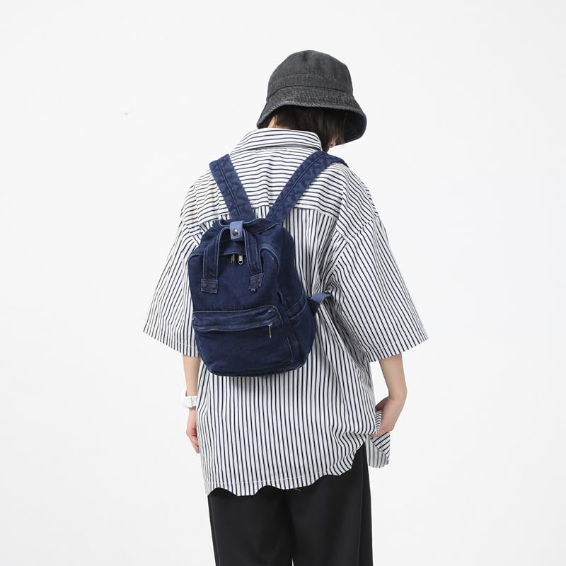 Image of MaxxCloud Vintage Denim Laptop Backpack Casual Canvas Daypack Handbag Purse Lightweight Rucksack Shoulder Bag