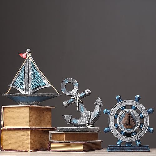 Figura decorativa ancla de resina estilo retro miniatura 6