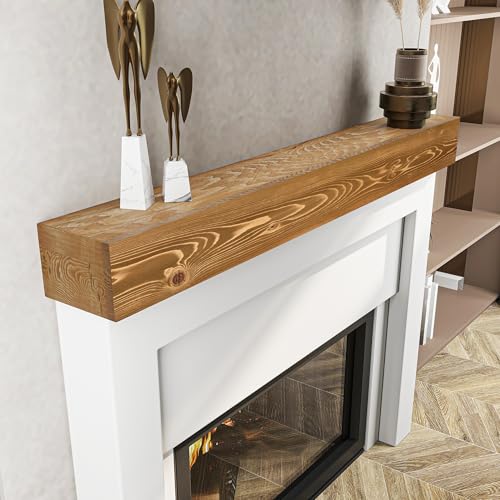 BoscoMondo Fireplace Mantel, Handcrafted Rustic from Solid Pine, Wall-Mounted Floating