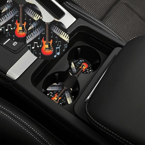 2 posavasos para carro con diseño guitarra y piano miniatura 1