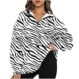 Hoodie Damen Oversize Mädchen Teenager Pullover Mit Zip Winter Elegant Longpullover Gestreift Freizeit Pulli Weich Warm Kapuzenpullover Casual Sweatshirt