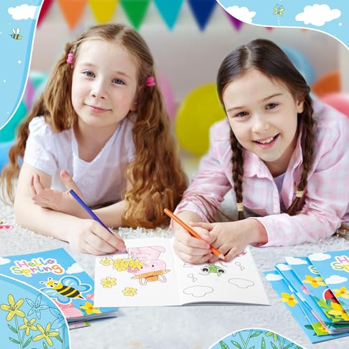 Image of X1zuue Spring Coloring Books for Kids - 24Pcs Bulk Hello Spring Mini Coloring Booklet DIY Art Drawing Book for Toddlers Easter Holiday Party Goodie Bags Stuffers Sunday School Classroom Favors