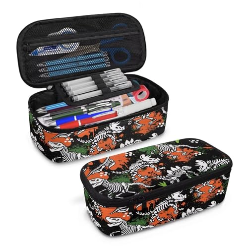 Image of Boys Pencil Pouch Dinosaur Pencil Case for Kids Large Capacity Pen Container for 6-8 Years Portable Pen Bags with Strap, Back to School Gifts
