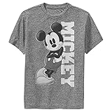 Disney Boy's Mickey & Friends Mickey Lean Performance Tee - Charcoal Heather - Large
