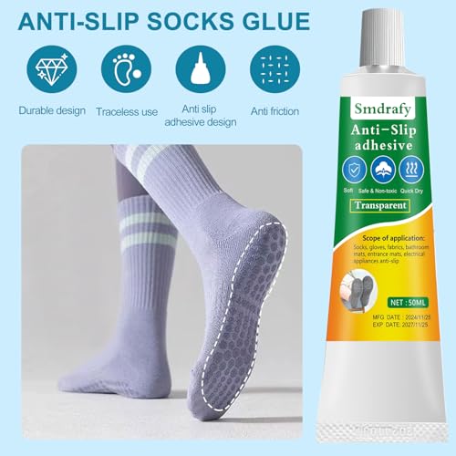 Smdrafy Sock Stop, Socken Stopper Flüssigkeit, Sockenstopp, Stopper für Socken,Sockenstopper für wollsocken, Teppiche, Badezimmermatten,Transparent,50ml
