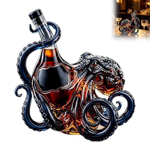 Carafe à décanter à whisky en forme de pieuvre, bouteille artistique en borosilicate 3D pour whisky,vin, 350 ml, bouteille liquide en verre de mer profonde, cadeau unique pour la décoration (A)
