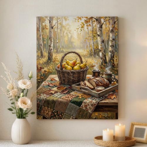 Pintura para colgar en la pared estilo canasta rústica amarilla de 40,6 x 50,8 cm para el hogar