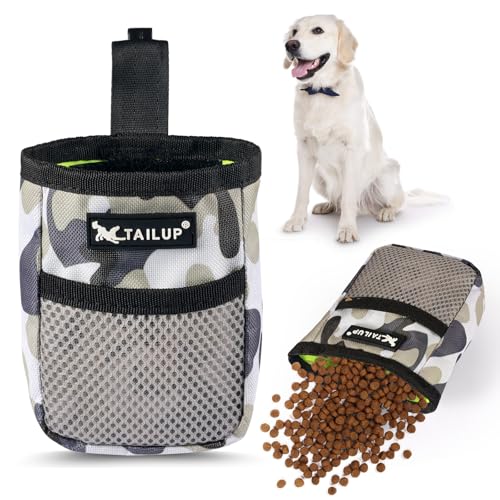 Annyswit Small Dog Treat Bags, Camouflage dog treat pouch, Portable Storage Bag with Waist Belt Clip 600D Oxford Cloth treat pouch for dog training, Hands Free Treat Bags for Dog Training Walking