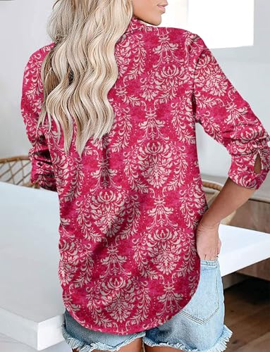 Image of Magritta Women's Shirts Fashion Casual Loose Fit Long Sleeve Button Down Lightweight Collared Blouse Tops