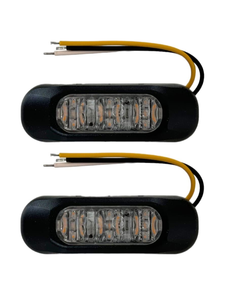 2x Synchronisierte LED Warnleuchte 12/24V IP68 E9 R65 – Gelb – 3 Blitzmodi – für PKW LKW Transporter Abschleppwagen – EMV zertifiziert – Stoßfest – Universal Montage