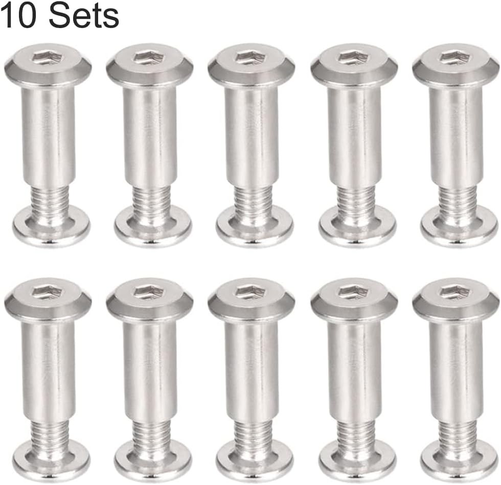 TA-VIGOR 10 Sets Furniture Connecting Screws Bolts, M6 x 12mm Binding Screws Posts Belt Buckle Binding Bolts - Image 4
