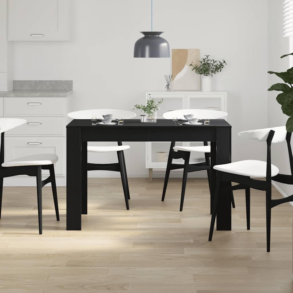 Tavolo da pranzo effetto rovere e nero, 120 x 60 x 76 cm, in legno con piano stabile per cibi e bevande, facile da pulire grazie al panno umido, resistente all'umidità