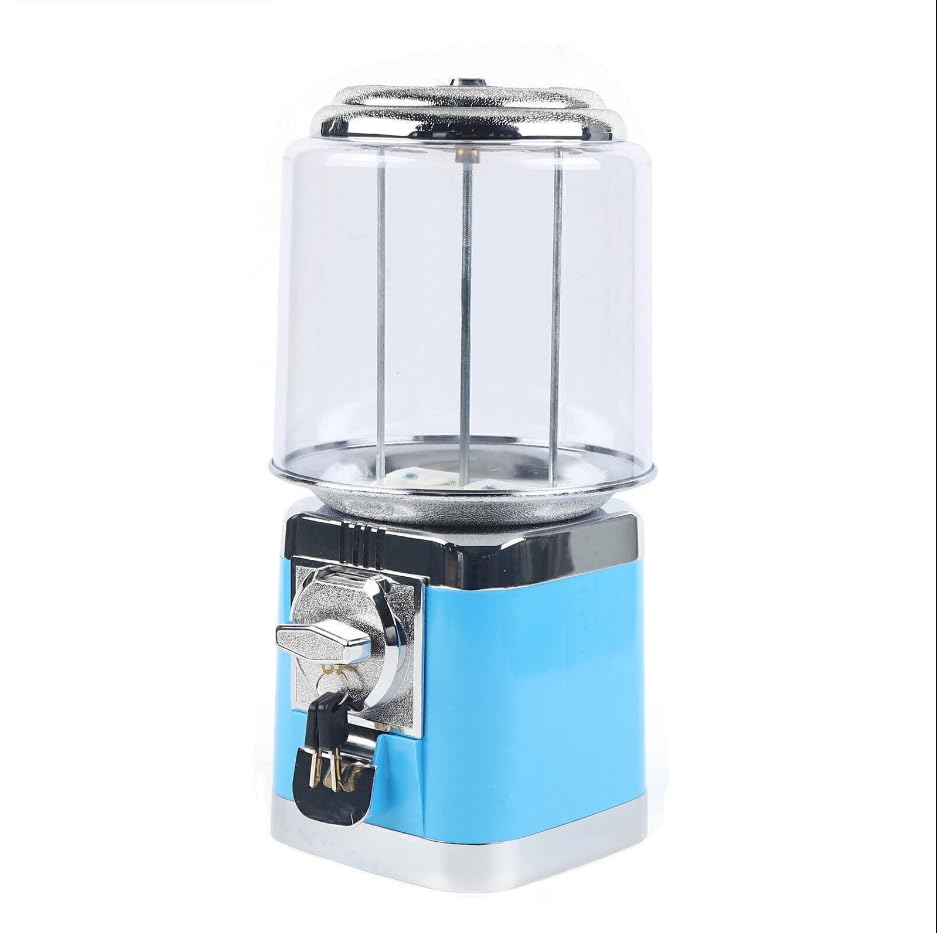Commercial Automatic Candy Machine, 16"H Automatic Candy Gumball Dispenser Home Candy Vending Machine for Toy Capsules Bouncy Balls Candy, 200Pcs Candy Capacity (Blue)