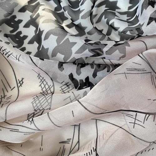 Image of Scarf Stole for Women - 185 x 135 cm Chiffon Scarf with Floral Print | Lightweight Scarf, Soft Stole for Women | Satin Feel Neck Scarf | Women Accessory