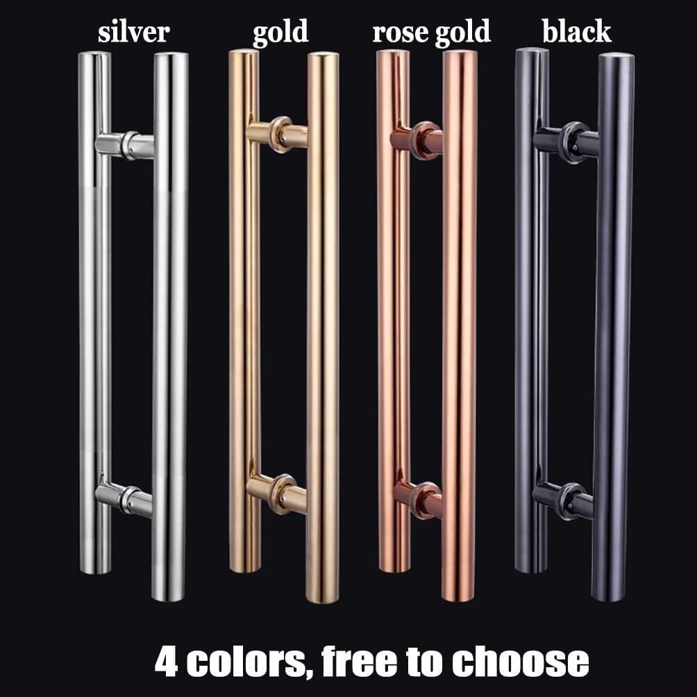 Sliding Door Handle Stainless Steel Swing Shower Door Handle,Back to Back Tubular Door Handle Set for Barn Doors Gates Garages Sheds(Rose d,Hole 80CM/31.5")