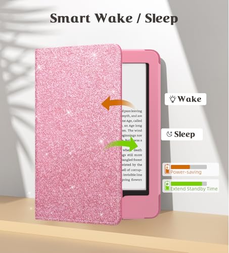 Image of MoKo Case Fits All-New 6 inch E-Reader(11th Generation, 2024 /2022)(10 /8th Gen,2019 /2016),Ultra Lightweight PU Shell Cover with Auto Wake /Sleep for Ebook 2024,Not for Kobo Aura 2 /Remarkable, Shiny Pink