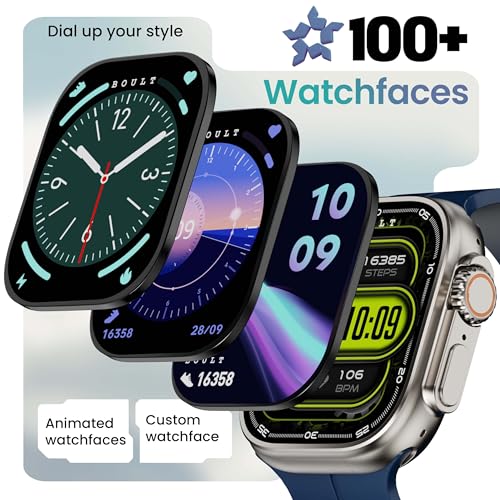 Image of Boult Crown Pro Smart Watch 2.01'' AMOLED, BT Calling, Working Crown, AOD, Zinc Alloy Frame, 650 Nits Brightness, AI Voice Assistant, SpO2 Monitoring, 120+ Sports Mode (Skyline Blue)