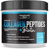 Intentionally Bare Collagen Peptides Powder with Biotin - Unflavoured Collagen Supplement with Hyaluronic Acid, Vit C & Zinc - Grass-Fed Protein Powder for Hair, Skin, Nails & Joints - 40 Servings