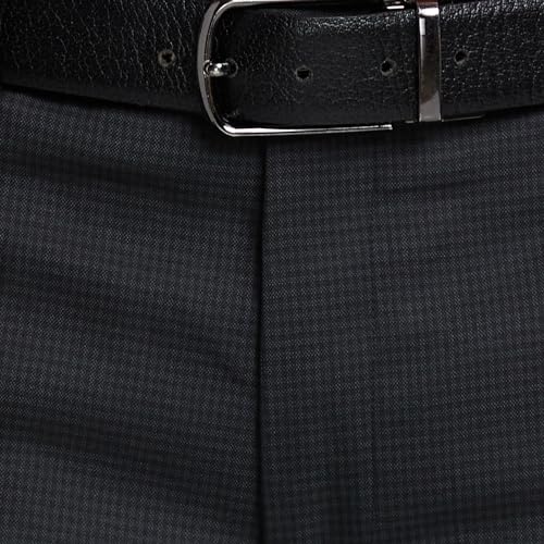 Image of Park Avenue Men's Mid Rise Checks Pattern Super Slim Fit Polyester Blend Flat Front Formal Trouser