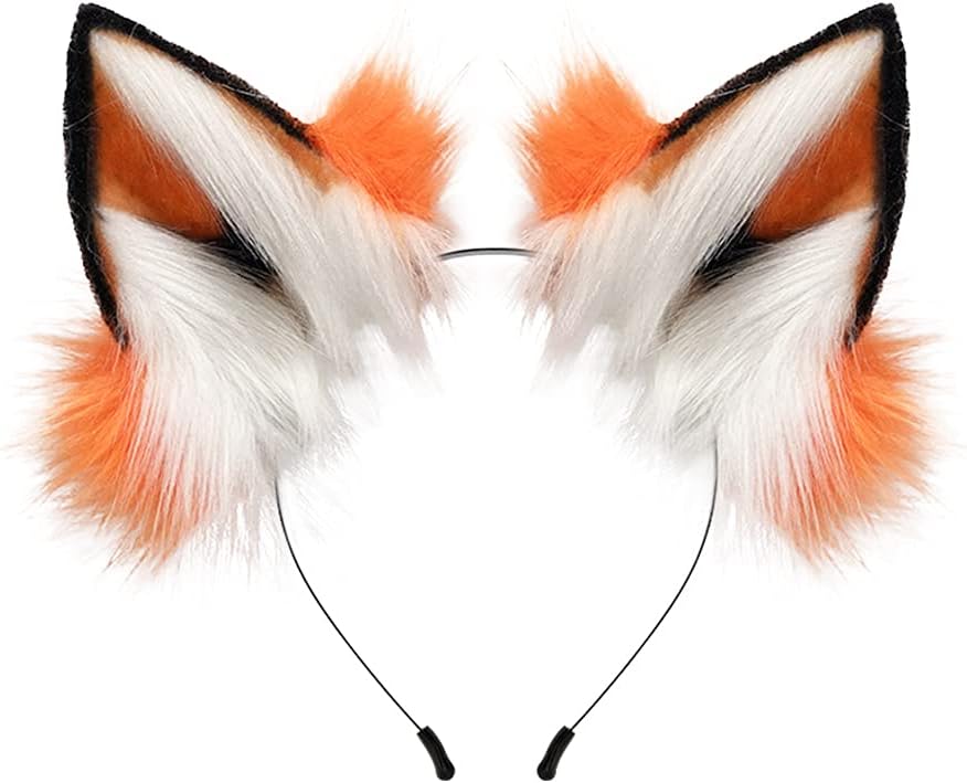 Handmade Cat Fox Fur Ears Hairhoop Headwear Anime Party Halloween Costume Headband Hairband