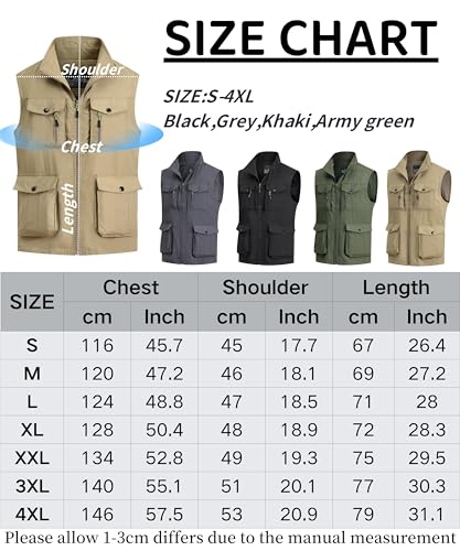 MeiLayM Herren Outdoor Weste mit Vielen Taschen Schnelltrocknende Freizeitweste Leicht Anglerweste Sommer Atmungsaktiv Ärmellose Jacke Sport Multifunktionsweste Camping Fotografie Weste Schwarz,XXL