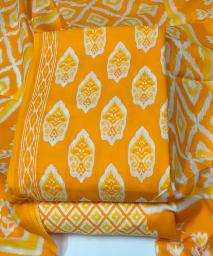 Image of DRAVINAM Trends Women's Premium Cambric Cotton Jaipuri Printed Unstitched Salwar Suit Dress Material with Mulmul Cotton Dupatta