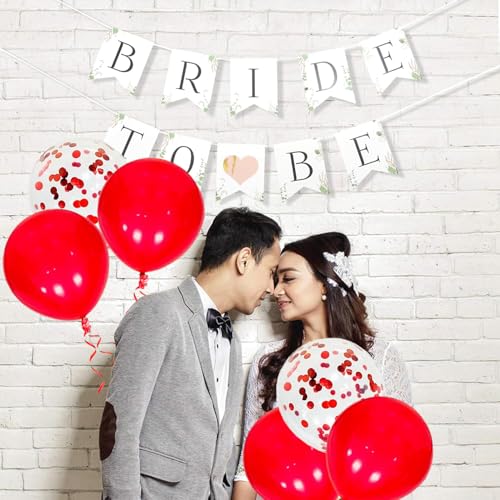 Image of Rozi Decoration Glow Red Metallic & Confetti Balloon Set - 10 Pcs | Romantic Party Balloons for Birthday, Valentine's Day, Anniversary, Wedding & Celebration Decorations