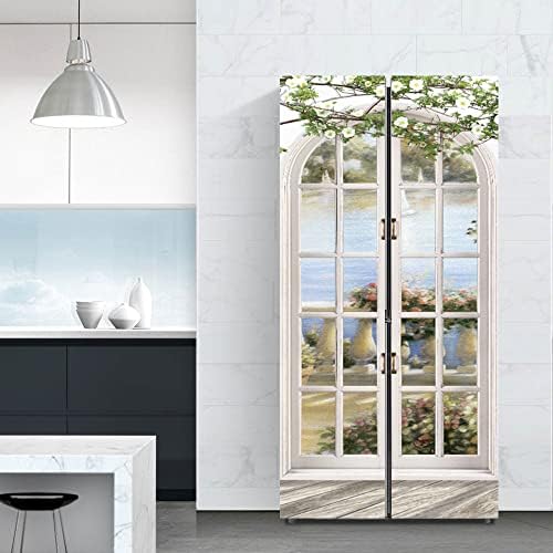 3D Door Decal Mural Sticker Self-Adhesive Waterproof Door Sticker Wallpaper for Bedroom Living Room Home Decoration Pastoral Landscape