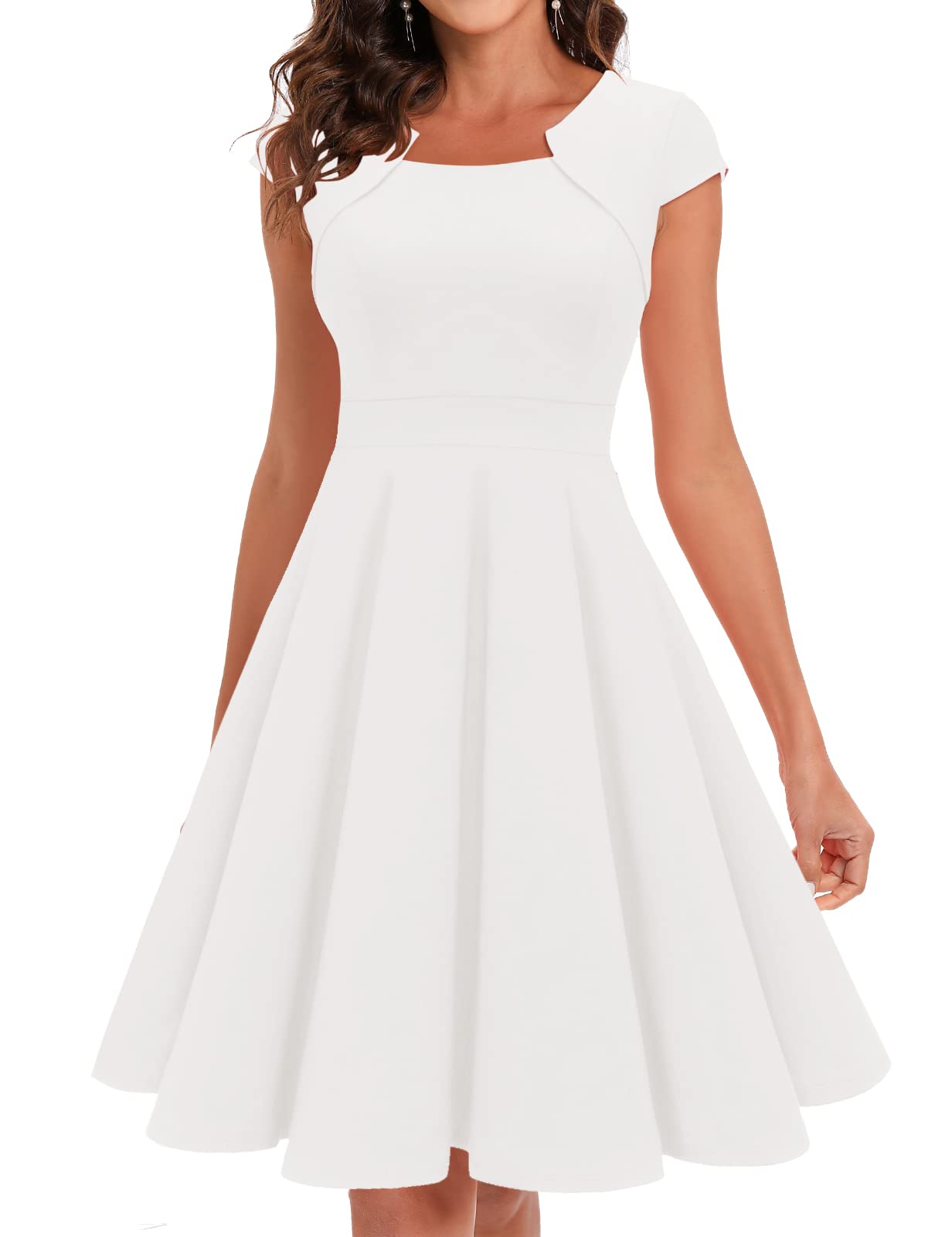 Homrain Women's 1950s Retro Vintage A-Line Cap Sleeve Cocktail Swing Party Dress