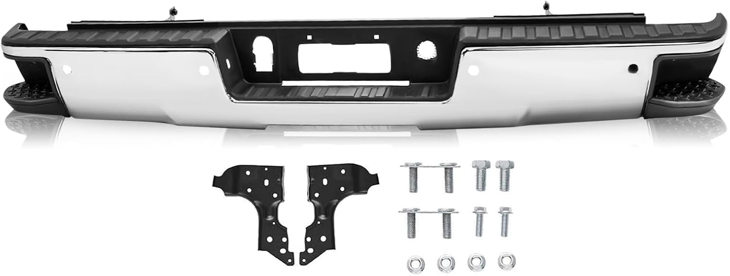 SOCKIR Rear Step Bumper Assembly Fit for 2014-2018 Chevy Chevrolet Silverado GMC Sierra 1500 w/Sensor Holes w/Dual Exhaust GM1103175