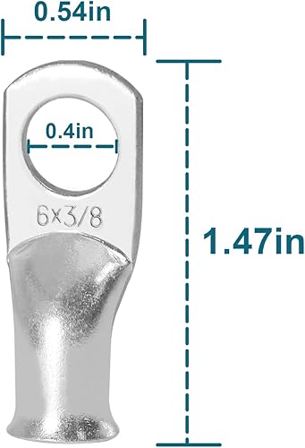 Miniatura 87 de Cables de batería 4 AWG con terminales de cobre de 3/8 pulgadas (2 piezas de 1 pie)