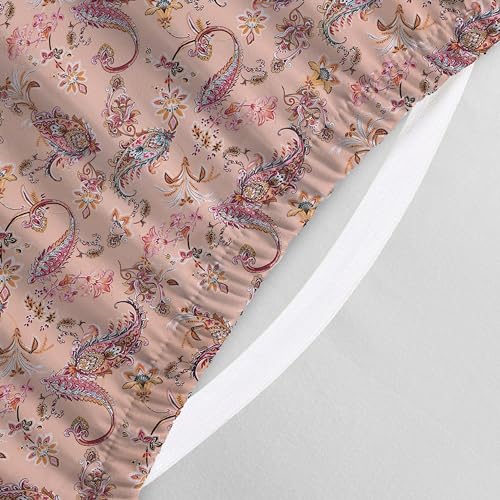 Elegant Comfort Luxury Soft Bed Sheets Paisley Pattern - 1500 Premium Hotel Quality Microfiber Softness Wrinkle and Fade Resistant (6-Piece) Bedding Set, King, Paisley Coral