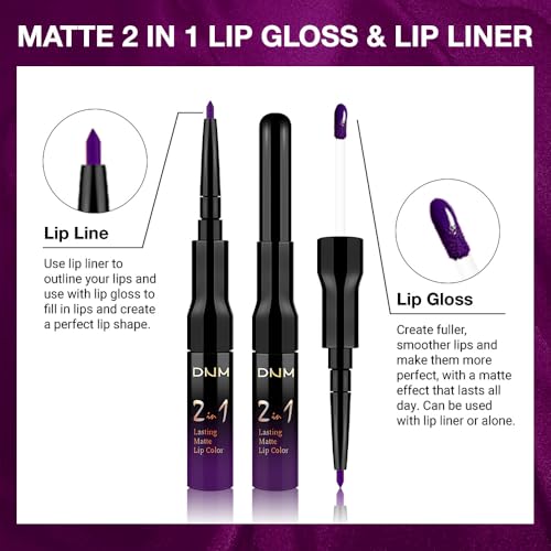 Image of evpct 1Pcs Purple Matte Lip Liner & Liquid Lipstick Stain Makeup Set for Women, Purple Lip Liner Stain Long Lasting Waterproof Smudge Proof, Cruelty Free Lip Stick Makeup 24 hours originales, 52