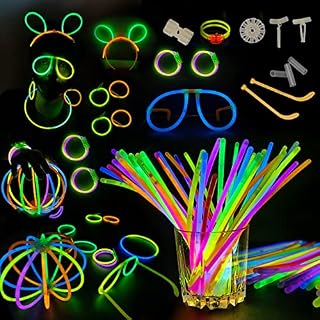224 Pcs Glow Sticks Party Packs for Adults with Connectors - Neon Party Decorations Light Sticks Multicolor Glowsticks create Glow Necklaces, Bracelets, Glasses, and Earrings | 8 inch long
