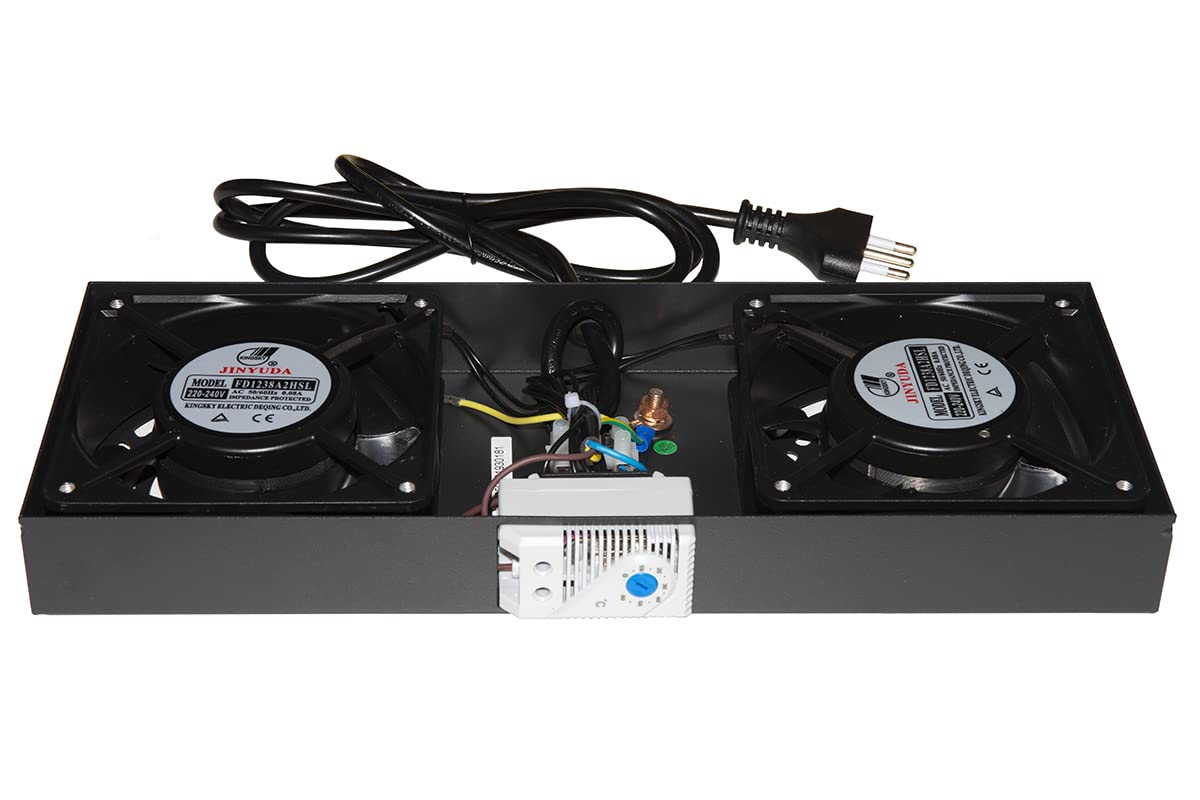 Link LKVENT2 Modulo 2 Ventole con Termostato per Armadi Rack a Muro Link, Nero