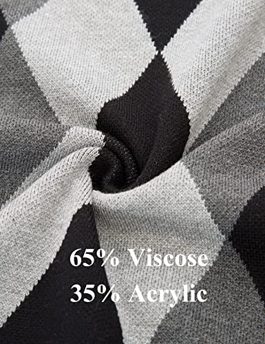 Pj Paul Jones Mens Argyle Sweater Vest Slim Fit V-Neck Lightweight Pullover Vest Black L #TOP5