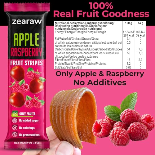 Image of ZEARAW Healthy Fruit Snacks for Adults and Kids - 30 Fruit Leather with Dried Apple-Pear, Apple-Raspberry, Persimmon - Vegan Low-Carb Variety Pack Strips for Kids - Sugar Free Bars