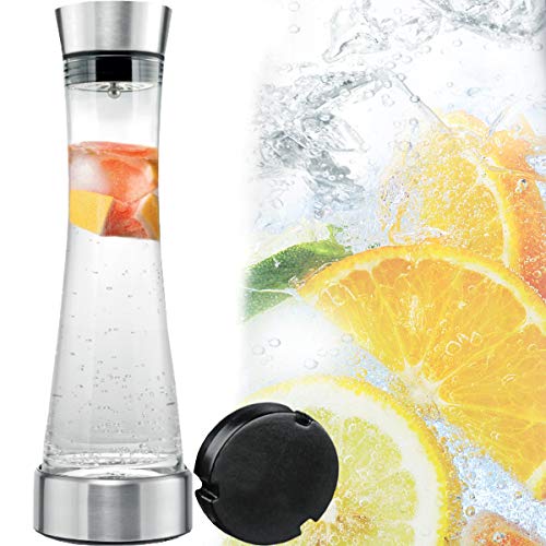 Stimo Carafe à Eau avec Couvercle et passoire en Verre de 1 L pour Boissons gazeuses et Lave-Vaisselle