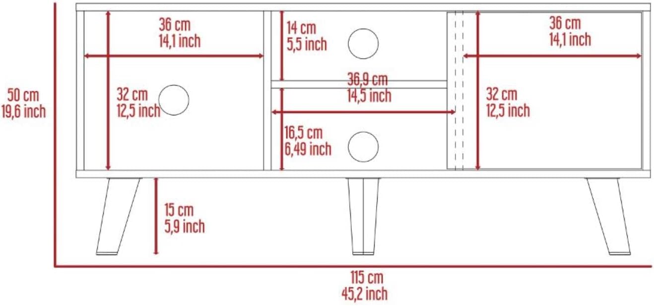 Ontario Tv Stand for TV´s up 52", Three Shelves, Single Door Cabinet, Black
