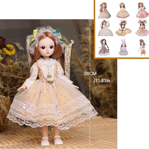 Image of 12 Inch Princess Fashion Doll Toy for Girls Beautiful Big Eye Doll with Long Hair, Random Dress, Moveable Hands & Legs, Pretend Play Toy, Birthday Gift for Kids, Collectible Doll