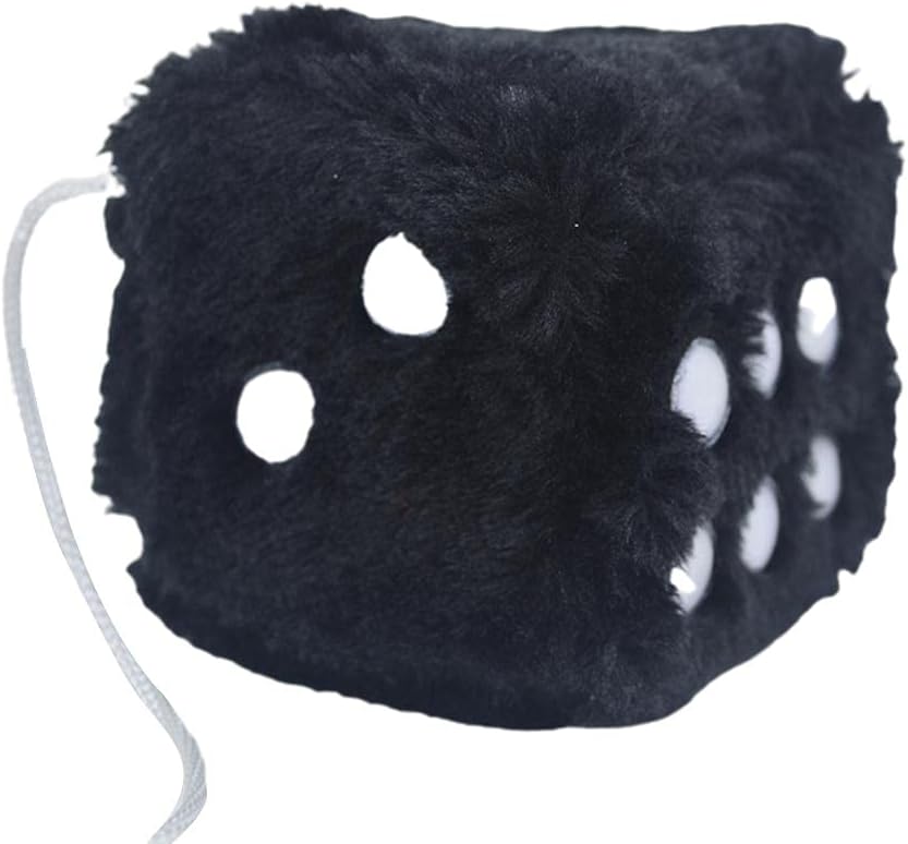 Plush Hanging Dice, Retro Hanging Couple Fuzzy Plush Dice with Dots for Car Interior Ornament Decoration, Suction Cup Pendant, Car Glass Refrigerator Decoration