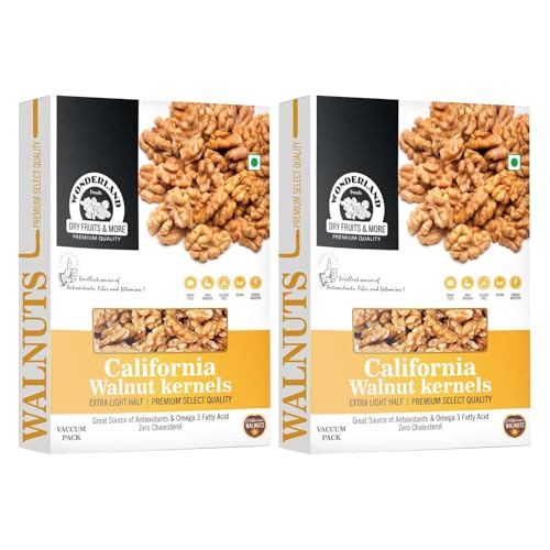 Image of WONDERLAND FOODS (DEVICE) 400 Gram (200G X 2) California Walnut Kernels Box Pack Of 2 | Dry Fruits