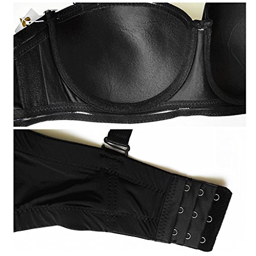 Olivachel Women's Strapless Bra 34-46 C/D/Dd/E 1/2 Cup Seamless Plus Size Balconette Bra H059 (Black, 42Ddd) #TOP6