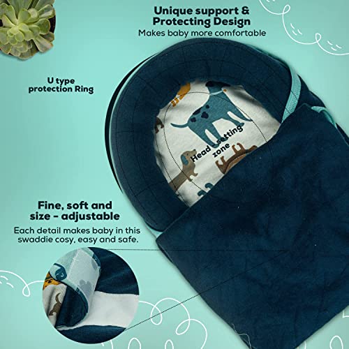 Image of BAYBEE Baby Swaddle Wrap for New Born | Adjustable Swaddle for New Born Baby | 100% Cotton Baby Wrapper Newborn Blanket for Sleep Sack 0-6 Months Babies (Dark Blue)
