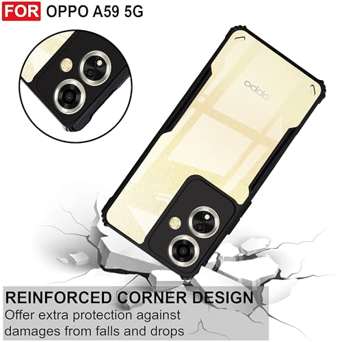 Image of Zapcase Back Case Cover for Oppo A59 5G | Compatible for Oppo A59 5G Back Case Cover | Clear Case with Camera Protection | (TPU + PC | Matte Black)