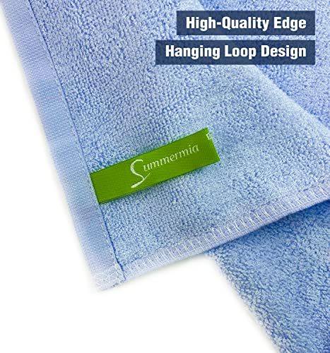 Summermia Bamboo Washcloths 13" X 13" (2 X 12 Pack) - Soft Wash Cloths For Your Face Towel, Wash Cloths For Your Body (White + Blue + Pink) #TOP7
